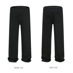 Men's Black Stretchy Slim-Fit High Street Jeans - Versatile Casual Long Pants for Everyday Wear
