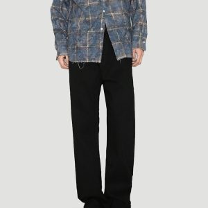 Men's Black Stretchy Slim-Fit High Street Jeans - Versatile Casual Long Pants for Everyday Wear