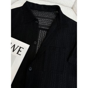 Men's Casual Hollow Short-Sleeve Shirt - Niche Design, Loose Fit, Lightweight Summer Top for a High-End Look