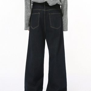 Men's Dropped Crotch Wide Leg Casual Jeans in Cow Print - Trendy American Style Loose Straight Long Pants
