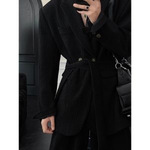 Men's High-End Lace-Up Suit Set, Stylish Autumn/Winter 2024 Fashion with Casual Pants, Trendy and Handsome Look