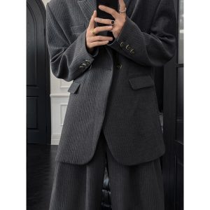 Men's High-End Lace-Up Suit Set, Stylish Autumn/Winter 2024 Fashion with Casual Pants, Trendy and Handsome Look