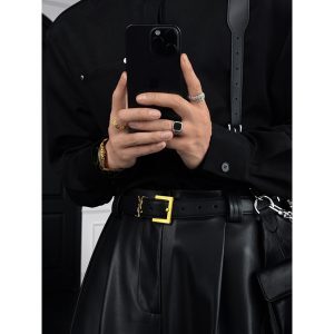 Men's Long Sleeve Stand Collar Shirt - 2024 Autumn Versatile Solid Color Top in Light Mature Style