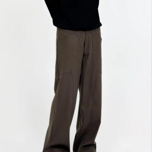 Men's Loose Straight Wool Suit Pants with Draped Design - Casual Thick Cleanfit Style