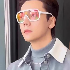 Men's Oversized Cool Sunglasses for Big Faces - Slimming Cycling Windproof Goggles - Trendy 90s Y2K Style Eyewear