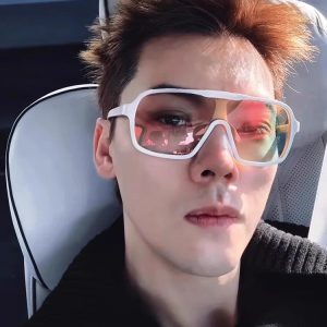 Men's Oversized Cool Sunglasses for Big Faces - Slimming Cycling Windproof Goggles - Trendy 90s Y2K Style Eyewear