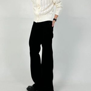 Men's Pure Black Micro-Flare Jeans - Slim Fit, Washed Finish, Versatile Style for Commuting, Casual Wear, Y2K Fashion