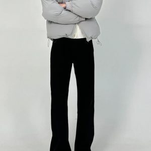 Men's Pure Black Micro-Flare Jeans - Slim Fit, Washed Finish, Versatile Style for Commuting, Casual Wear, Y2K Fashion