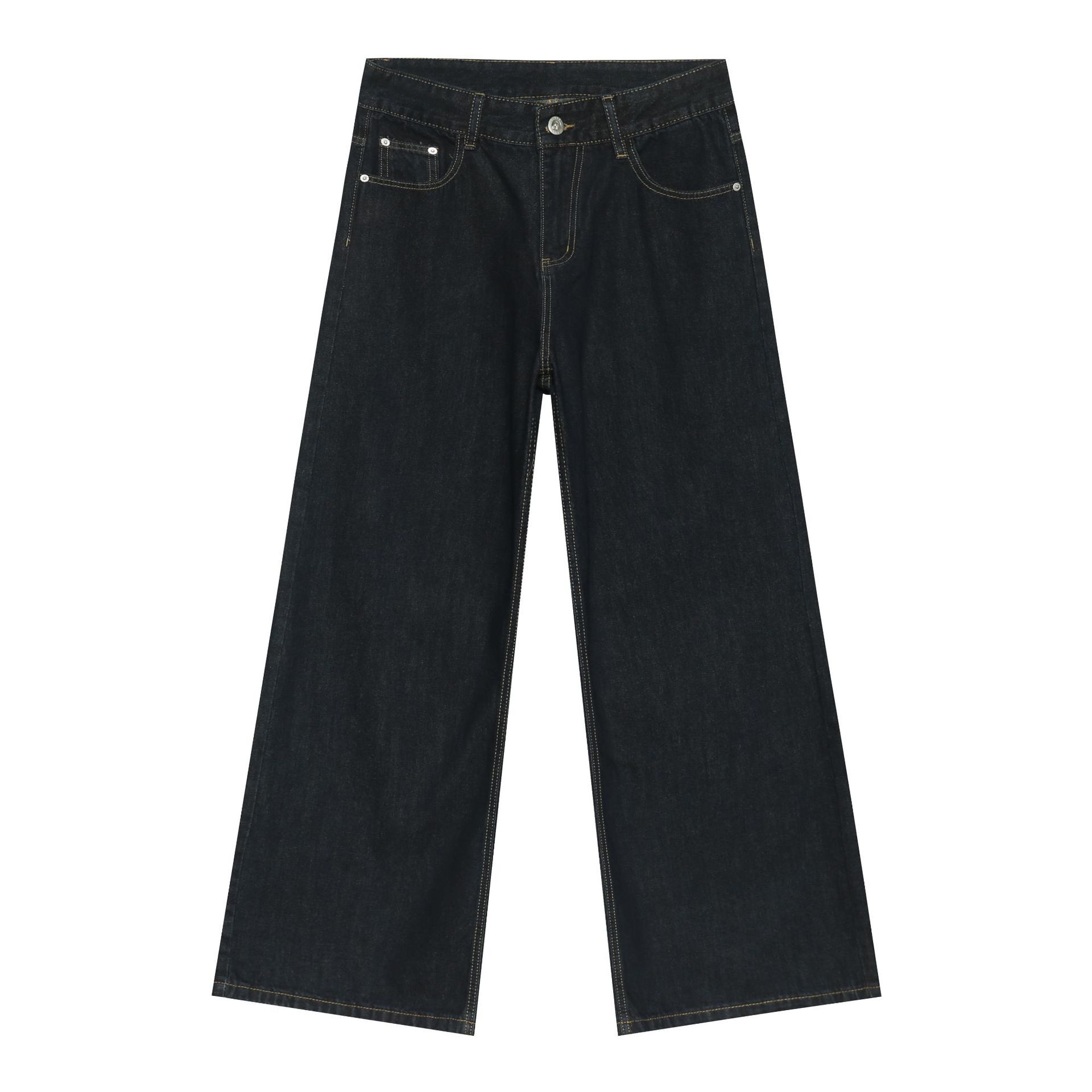 Men's Retro Wide-Leg Jeans in Cow Color - Loose Fit Casual Straight-Leg Pants for Versatile Style, European and American Fashion