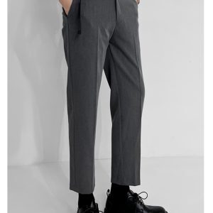 Men's Slim-Fit Cropped Trousers - High-End Business Casual Style for Modern Looks