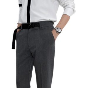 Men's Slim-Fit Cropped Trousers - High-End Business Casual Style for Modern Looks
