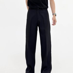 Men's Summer 3D White Straight Loose Casual Pants with Draping Effect - Heavyweight Long Trousers for a Relaxed Y2K Style
