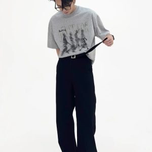 Men’s Summer Vintage Pure Cotton Loose Straight Wide-Leg Jeans - Casual Floor-Length Pants in American Style