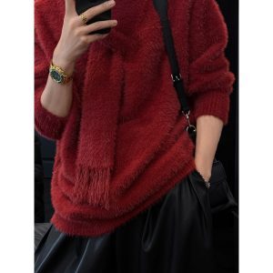 Men's Versatile Knitted Sweater - High-End Scarf Design, Lazy Style, Cleanfit, Perfect for Autumn/Winter 2024