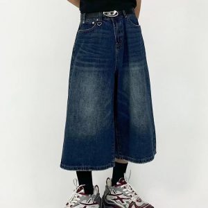 Men's Vintage Distressed Denim Shorts - Loose Straight Wide-Leg Cropped Pants for Summer - Versatile American Style