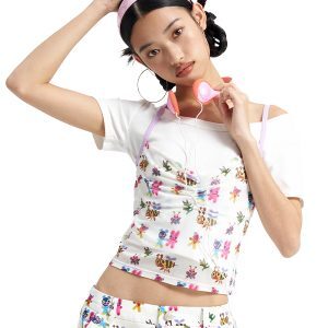 Mesh Printed Camisole with Colorful Design - Trendy 90s Inspired Top for Y2K Fashion Lovers