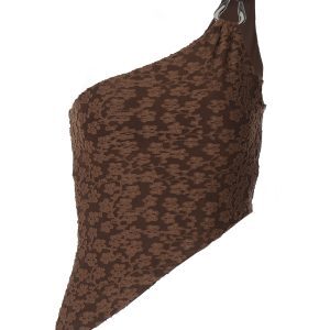 Metal Buckle Single Shoulder Jacquard Tank Top for Women - Trendy Summer Short Top, Versatile Fashion Essential