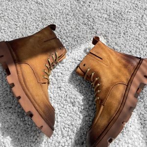 Mid-Top Brown Martin Boots - American Retro Casual Desert Boots for Outdoor Wear