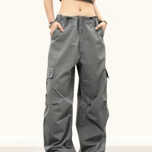 Military Green Heavy-Duty Cargo Pants for Men & Women - Draping Hip-Hop Pleated Slim Straight Style, Urban Fashion Essential