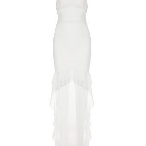 Minimalist Elegant Backless Halter Dress for Women with Ruffle Mesh Irregular Long Skirt - Chic Y2K Style Evening Wear