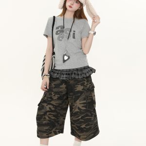 Minimalist Letter Print Short-Sleeve T-Shirt for Women - Slim Fit Summer Top, Versatile American Style, Trendy Fashion Essential