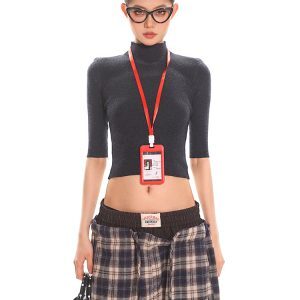 Minimalist Mid-High Neck Knitted Top for Women - Slim Fit Base Layer, Spring Fashion Essential, High-End Feel, Sexy Style