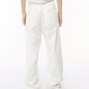 Minimalist Pure White Wide-Leg Jeans for Men and Women - Multicolor Casual Loose Straight Commuter Pants
