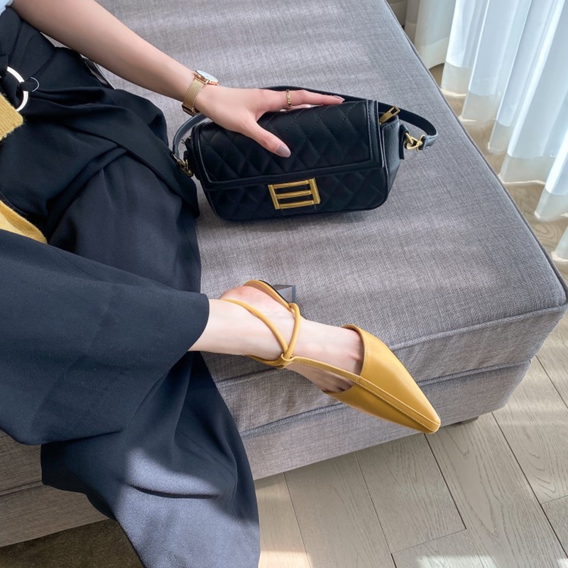 Minimalist T-Strap Pointed Toe Sandals for Women - Elegant Chunky Mid Heels, Open Toe Design, French Style