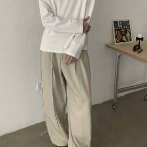 Minimalist Vintage Draped Frayed Casual Straight Pants for Men and Women - High-End Old Money Style, Timeless Fashion Essential