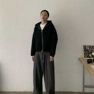 Minimalist Vintage Draped Frayed Casual Straight Pants for Men and Women - High-End Old Money Style, Timeless Fashion Essential