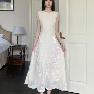 Moonlight Goddess White Sheer Vest Dress - Women's Summer Ultra-Fairy Waist-Cinched Flared Long Skirt, Boho Chic Style