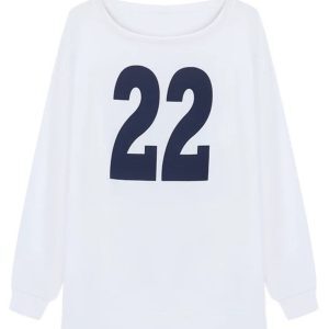 Navy Blue Asymmetrical Shoulder Long Sleeve T-Shirt with Dance Letter Print for Women - Quick-Dry Casual Jazz Dance Top