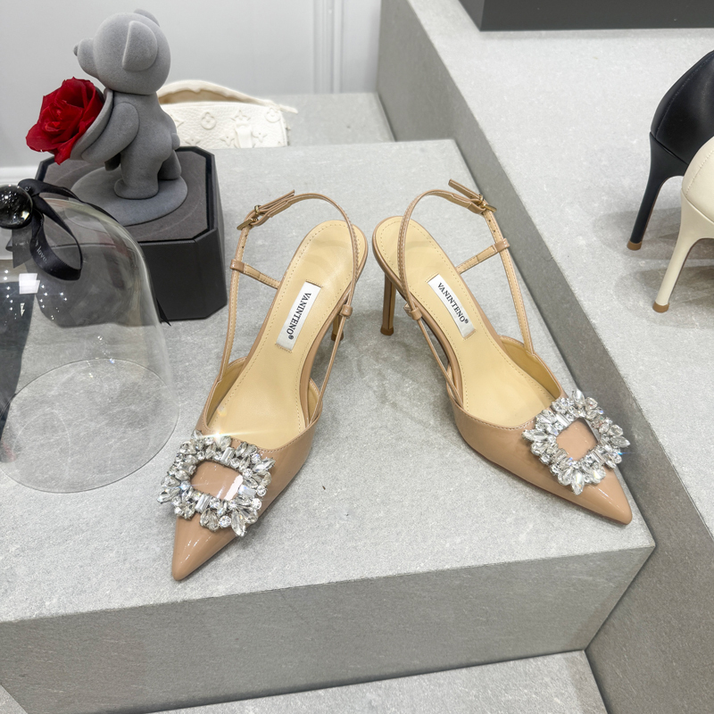 Nude Patent Leather Open-Toe Rhinestone Buckle High-Heeled Sandals - Fairy Style Summer Shoes for Women