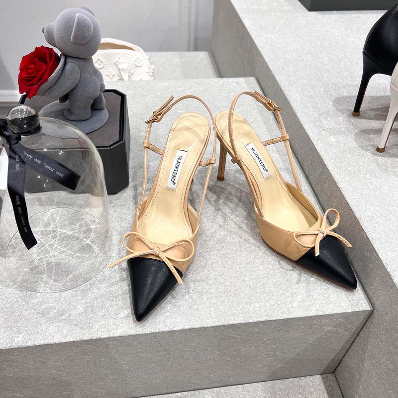 Nude Pointed Toe Bow High-Heeled Sandals with One-Strap Design - Hollow Thin Band Women’s Footwear, Perfect for Y2K Style