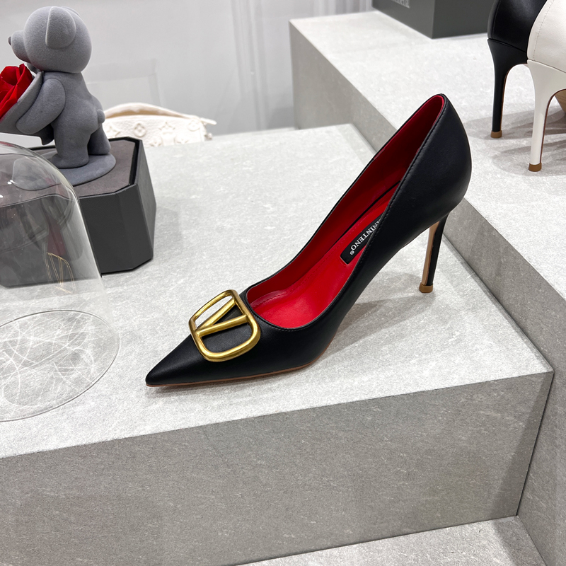Nude Purple High Heels with Metal V Buckle - Women's Shallow Mouth Stiletto Shoes for Social Events, Elegant Fashion Statement
