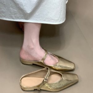 Ocean One Chunky-Heeled Retro Style Commuting Flats, Square Toe One-Strap Open-Toe Slippers, Versatile 2025 Design