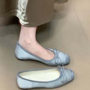 Ocean One Women's Bow Tie Spliced Flats - Versatile Height-Increasing Loafers, Niche Shallow Mouth Design for Chic Style