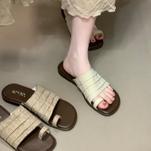 Ocean One Women's Minimalist Open-Toe Beach Flip-Flops Summer Fashion Slide Sandals - High-End Flat Shoes