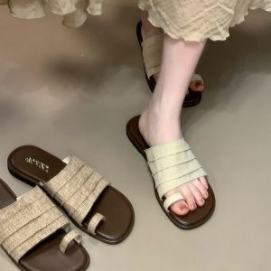 Ocean One Women's Minimalist Open-Toe Beach Flip-Flops Summer Fashion Slide Sandals - High-End Flat Shoes