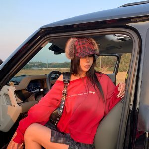 Off-Shoulder Distressed One-Shoulder Sweatshirt for Women - Vintage Casual Loose Long Sleeve Top for Spring 2025