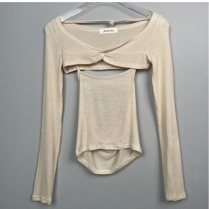 Off-Shoulder Halter Top Women's Long Sleeve Cover-Up - Korean Summer Soft Skin-Friendly Figure-Enhancing Style