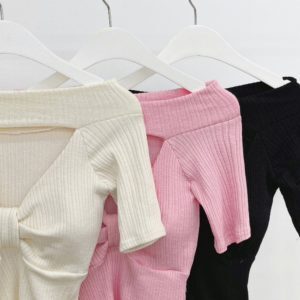 Off-Shoulder Hollow Out Chest Short-Sleeve Dress for Women - Korean Style Slim Bodycon Skirt, Sweet & Spicy Summer Fashion
