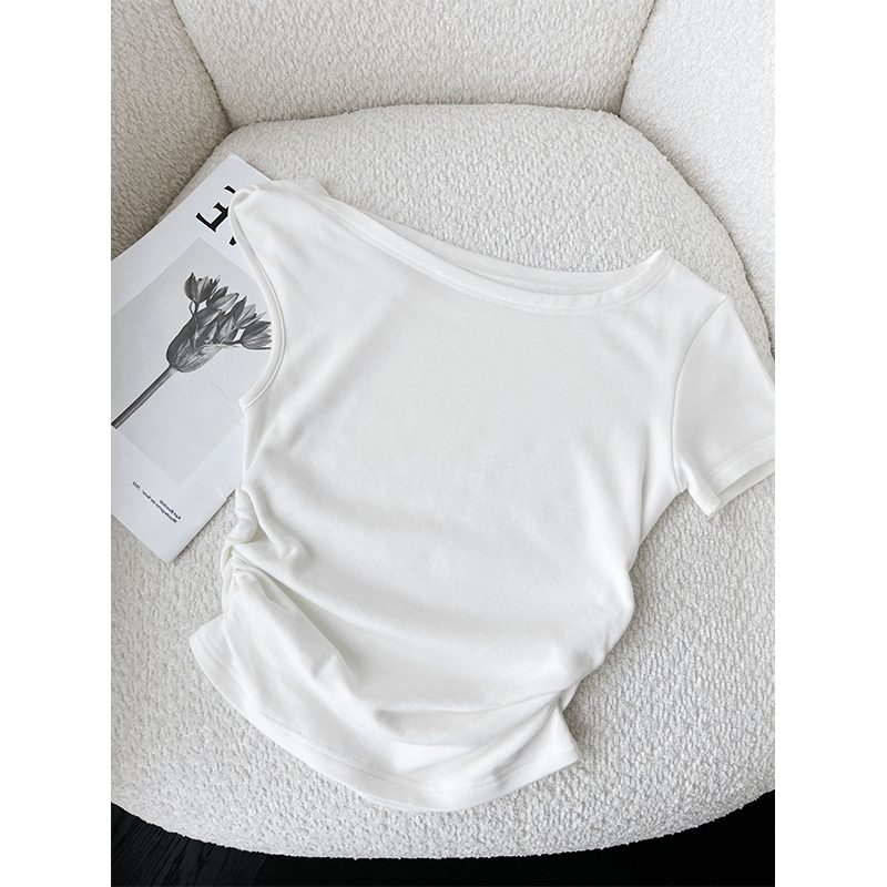 Off-Shoulder Short Sleeve T-Shirt for Women, Slim Fit Sexy Versatile Summer Top, Dragon Print, Y2K Style