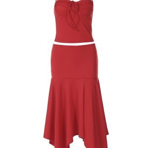 Off-the-Shoulder Camisole and High-Waisted Asymmetrical Skirt Set - Sexy European and American Style Fashion Ensemble