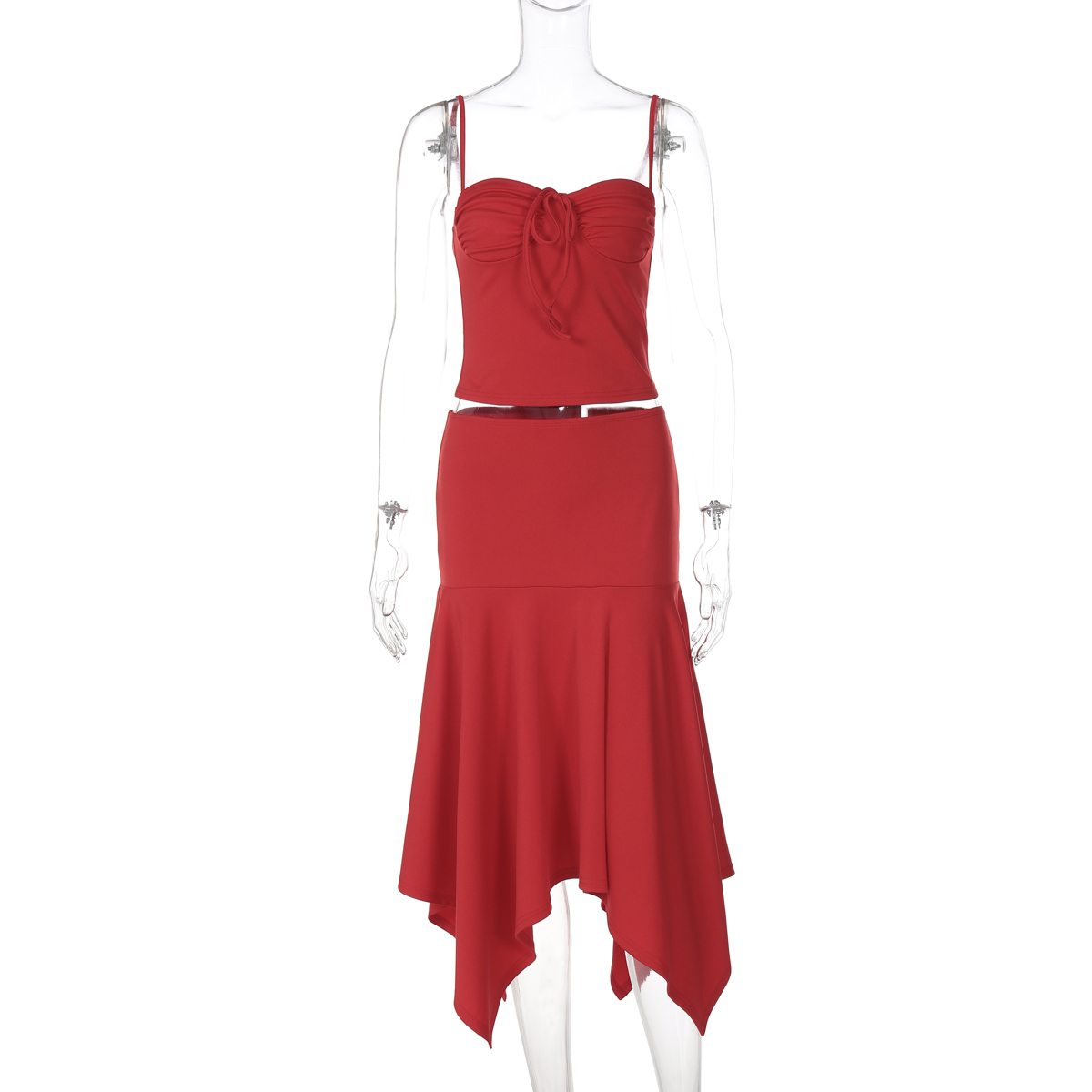 Off-the-Shoulder Camisole and High-Waisted Asymmetrical Skirt Set - Sexy European and American Style Fashion Ensemble