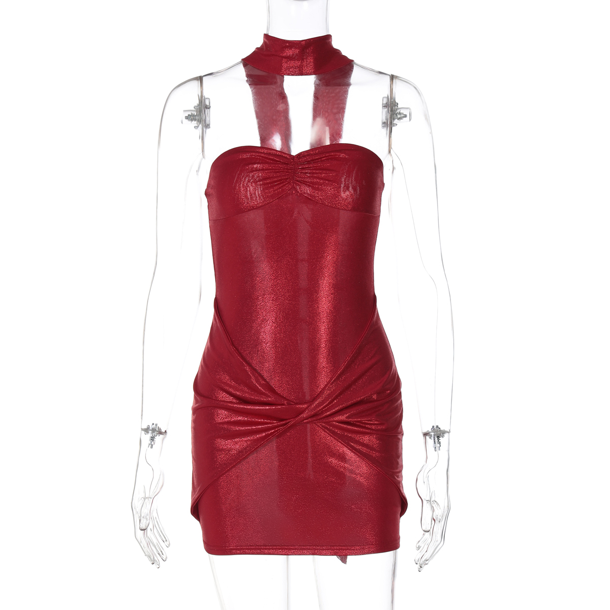Off-the-Shoulder Strapless Dress for Women, Sexy Cross-Pleated Waist, Bodycon Skirt, Instagram Style, European and American Fashion