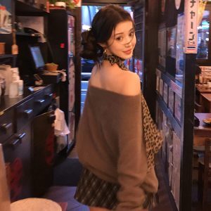 One-Shoulder Knit Sweater for Women - Soft Slimming Winter Top, Versatile Three-Way Style, Cozy Fashion Essential