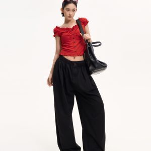 One-Shoulder Puff Sleeve Off-Shoulder T-Shirt for Women - Summer Korean Style Slim Fit Top