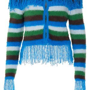 One-Shoulder Striped Long Sleeve Top with Furry Patchwork | Sexy Slim-Fit Women's Jacket | European and American Instagram Style