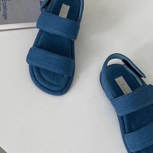 One-Strap Velcro Open-Toe Flat Sandals for Women - Trendy Spring and Autumn Casual Footwear